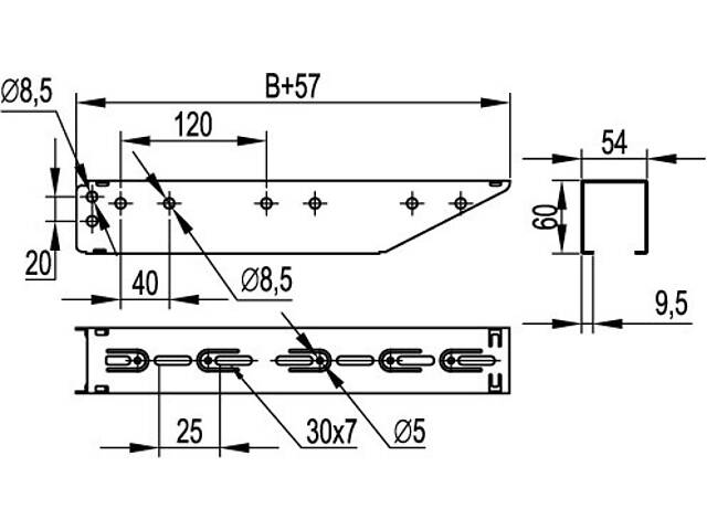 Консоль швидкої фіксації bbf, L300,товщина 1,5мм, гарячого цинкування, b5 Combitech, дкс [bbf5030] - Фото 2
