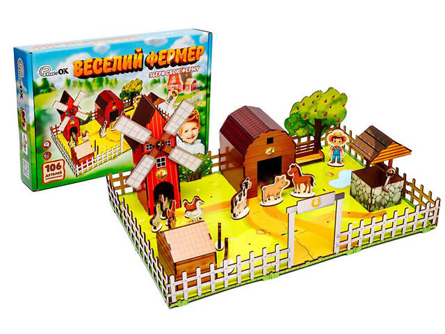 Конструктор дерев'яний 3D Веселий фермер Puz-00957 PuzzleOk - Фото 1