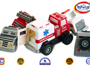 Конструктор для маленьких POPULAR Playthings Build-a-Truck Rescue рятувальні машинки (швидка, пожежна, поліція)