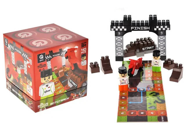 Конструктор + ходилка і меморі гра 3в1 Block Steps Мототрек B300-103 qbee - Фото 1