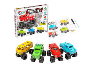 Конструктор металлический 9956 (11) 'Technok Toys', 370 деталей, 4 машинки, в коробке