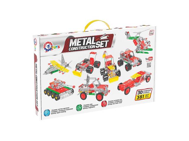 Конструктор металлический ТехноК Мегауниверсал 381 дет Разноцветный - Фото 1