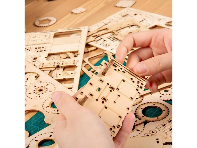 Конструктор Robotime Оглядове колесо 232 деталей. Дерев`яна 3D модель з музикою 28*10*34 см - Фото 7