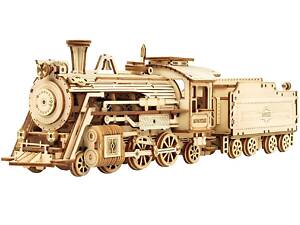 Конструктор Robotime Локомотив 308 деталей. Дерев'яна збірна 3D модель локомотива 307х67х82 см