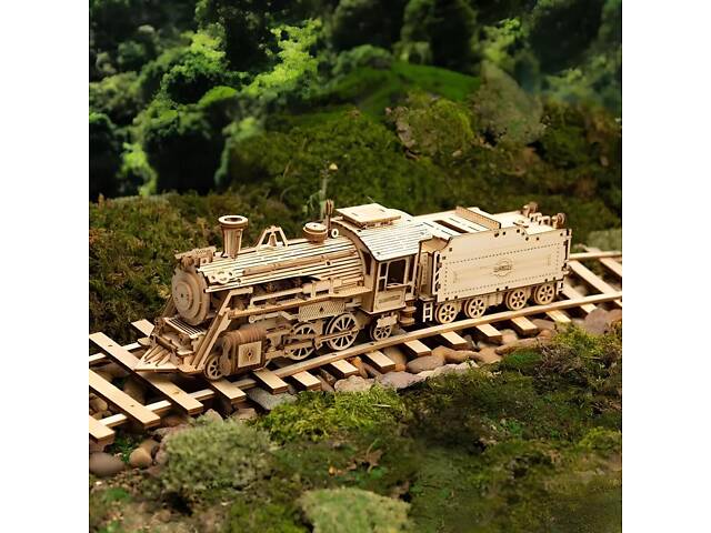 Конструктор Robotime Локомотив 308 деталей. Дерев'яна збірна 3D модель локомотива 307х67х82 см - Фото 2