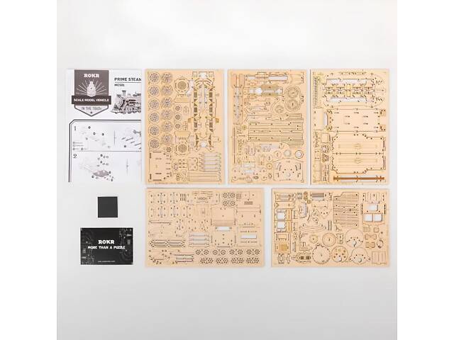 Конструктор Robotime Локомотив 308 деталей. Дерев'яна збірна 3D модель локомотива 307х67х82 см - Фото 4