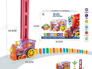 Конструктор іграшка-поїзд доміно, DOMINO Happy Truck sciries COLORS 60 деталей