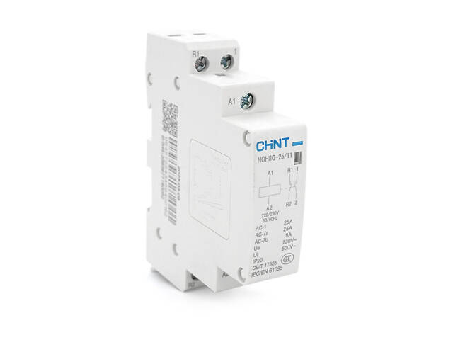 Контактор CHINT NCH8-25/11 220V,25А, 5kW, 1NC+1NO, на DIN-рейку, 85*65,5*18мм - Фото 1