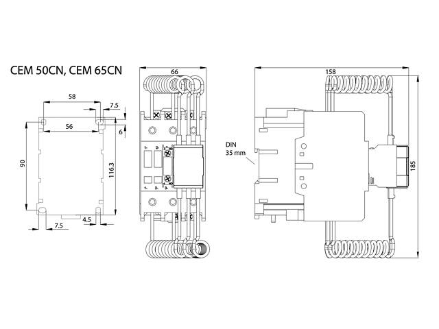 Контактор для конденсаторов 45 кВАр 440В 1NO [4648140] CEM 50CN.10 ETI - Фото 2