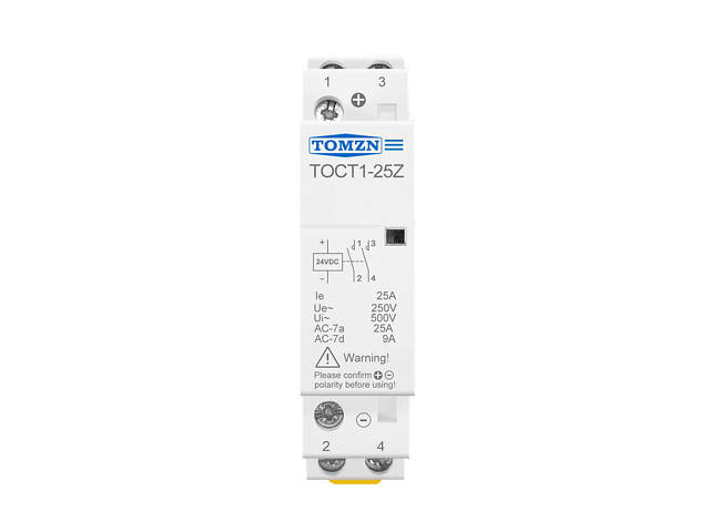 Контактор модульний 2P 25А 2NO 24V DC [TOCT1-25Z-DC-24V-2NO] TOCT1-25Z TOMZN - Фото 1