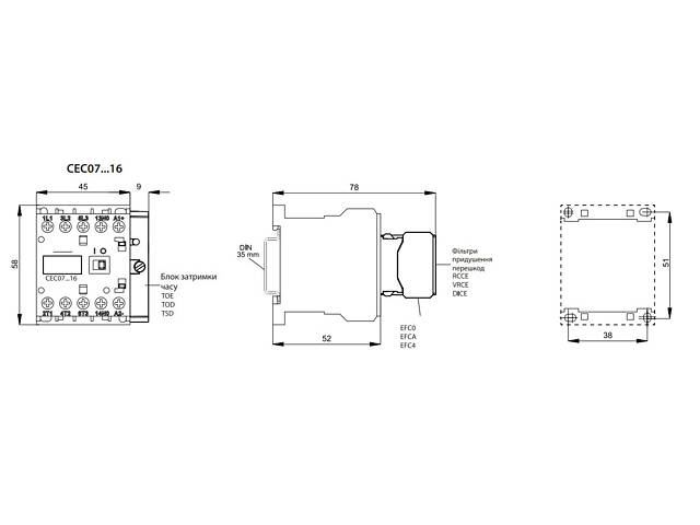 Контактор (пускач) 9А 24В 4НО [4641102] CEC 09.10 ETI - Фото 2