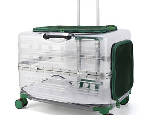 Контейнер-чемодан для перенесення домашніх улюбленців CosmoPet CP-305 з колесиками 44х55х39 см Зелений (3_06690)