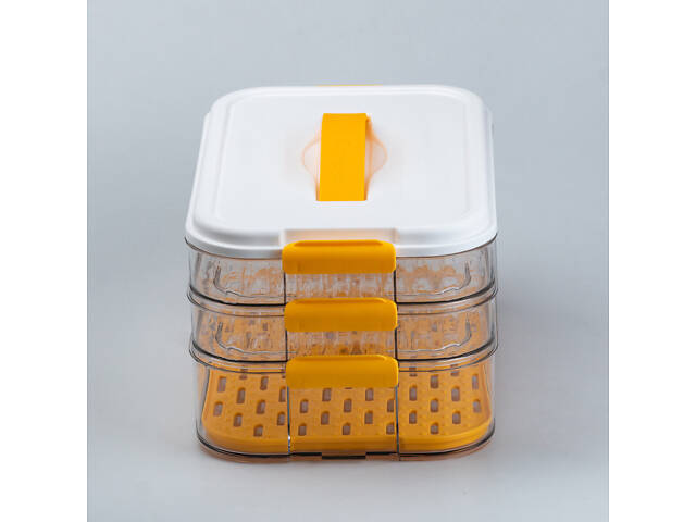 Контейнер для еды многоуровневый для замораживания и хранения продуктов в холодильнике 16.5 см - Фото 2