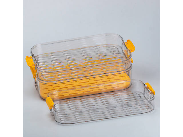 Контейнер для еды многоуровневый для замораживания и хранения продуктов в холодильнике 16.5 см - Фото 5