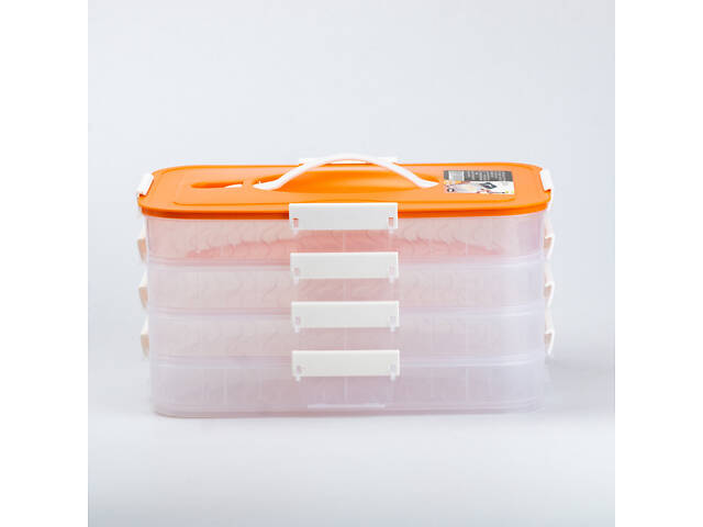 Контейнер для заморозки и хранения продуктов 4-ярусный в холодильнике 16.5 см Оранжевый - Фото 2