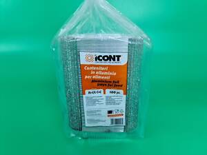 Контейнер із харчової алюмінієвої фольги прямокутний 310 мл R1-27L 100 шт. в пакованні (1 пачка)