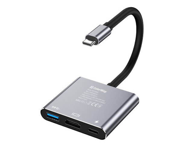 Концентратор ColorWay USB-C 3-в-1 USB 3.0 + HDMI 4K + USB-C PD100W (CW-HUB08) - Фото 8