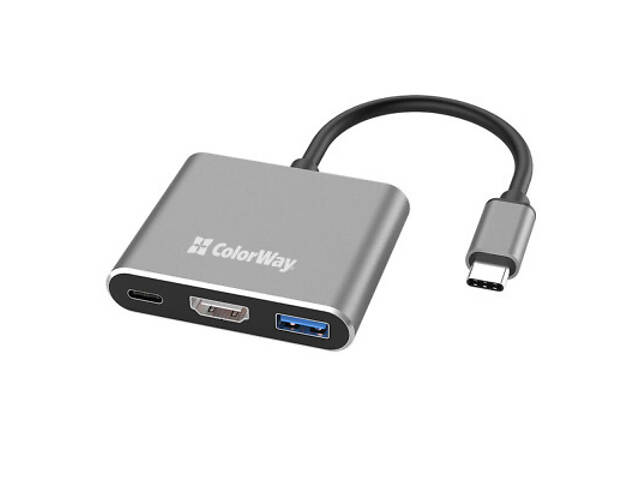 Концентратор ColorWay USB-C 3-в-1 USB 3.0 + HDMI 4K + USB-C PD100W (CW-HUB08) - Фото 10