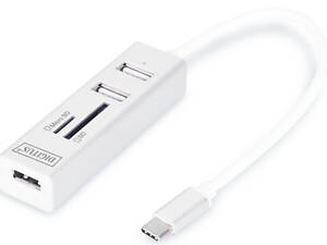Концентратор DIGITUS USB 2.0 (AF/Type-C) OTG (картрідер+USBx2) (DA-70243)