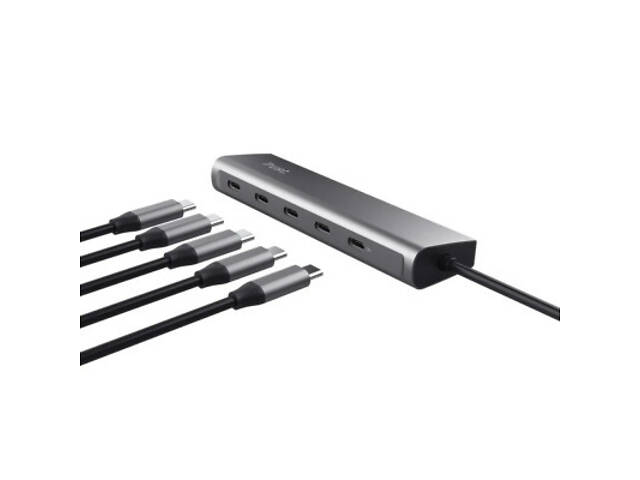 Концентратор Trust USB-C to 5xUSB-C aluminium 0.1m grey (25136_TRUST) - Фото 7