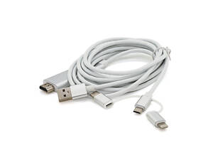 Конвертер MHL Type-C/Micro/Lighting (тато) + USB (тато) => HDMI(тато) 1.8 м, Black, 4K/2K, BOX