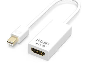 Конвертер mini Display Port (тато) на HDMI (мама) 10cm (small Size), White, 4K/2K, Пакет