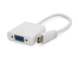 Конвертер mini HDMI (папа) на VGA(мама) 30cm, White, 4K/2K, Пакет