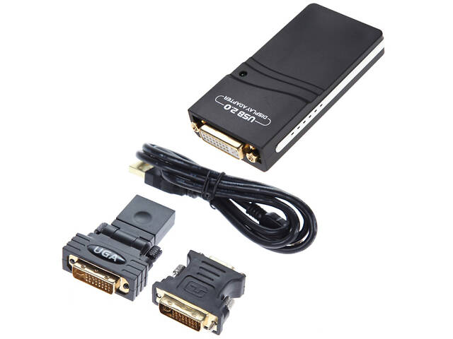 Конвертер USB 2.0 to HDMI/ VGA/DVI, Black, Box
