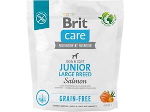 Корм для молодых собак больших пород Brit Care Dog Grain-free Junior Large Breed беззерновой с лососем 1 кг (85956025588