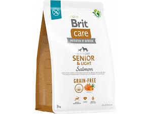 Корм для стареющих собак Brit Care Dog Grain-free Senior Light беззерновой с лососем 3 кг (8595602558933)