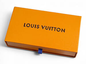 Коробка Louis Vuitton золотисто-коричнева картонна з висувним ящиком і синьою петелькою, преміальна подарункова коробка для