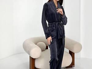 Королівський костюм Шаль Піджак+Брюки Графіт Чорний Кант XXL