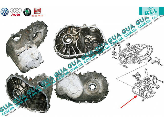 Корпус / крышка задняя / картер КПП 5-ти ступенчатой ( механической коробки переключения передач ) 02G301103 VW / ВОЛЬКС