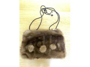 Коричневая меховая норковая маленькая женская сумка Gabor