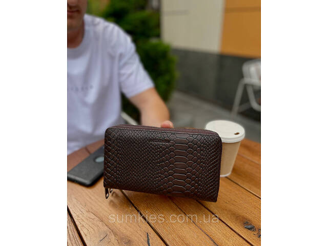 Коричневий гаманець-клатч на дві блискавки з блоком під картки із натуральної шкіри Marco Coverna MC086-5901С - Фото 2