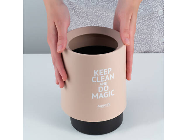 Кошик для паперу Axent Настільний контейнер для сміття, круглий, персиковий (2131-42-A) - Фото 5