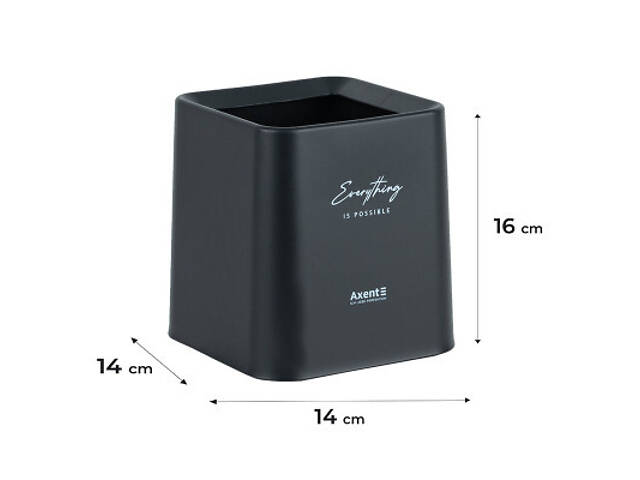 Кошик для паперу Axent Настільний контейнер для сміття, квадратний, чорний (2132-01-A) - Фото 3