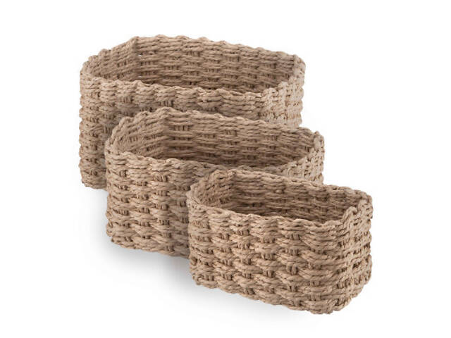 Кошик для зберігання Ardesto Prestigio Плетені Бежеві 3 шт. 3.3/2.2/1.4 л (ARHC2505BE) - Фото 1