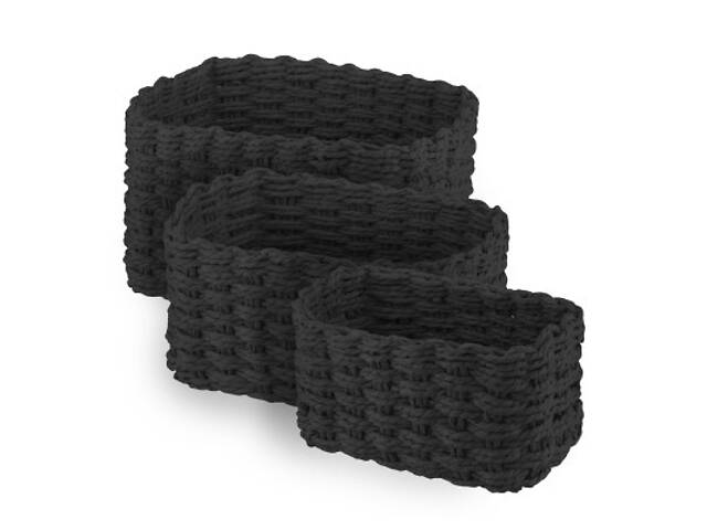 Кошик для зберігання Ardesto Prestigio Плетені Чорні 3 шт. 3.3/2.2/1.4 л (ARHC2505BL) - Фото 1