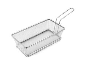 Кошик сервірувальний 21×11,5×5,5 см для подачі картоплі фрі та снеків з ручкою Срібляста HP-19-11