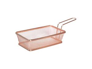 Кошик сервірувальний 21×11.5×5.5 см для подачі картоплі фрі та снеків з ручкою Рожевий HP-19-11-R