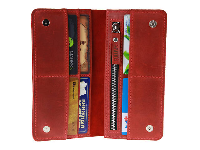 Гаманець шкіряний великий gv10(10) червоний - Фото 1
