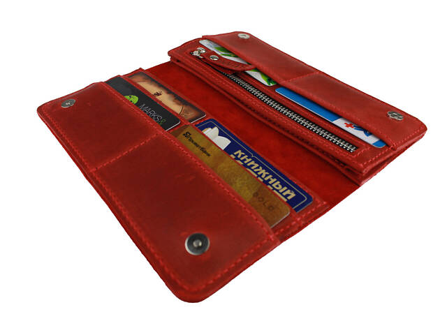 Гаманець шкіряний великий gv10(10) червоний - Фото 4