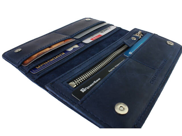 Гаманець шкіряний великий gv10(10) синій - Фото 5