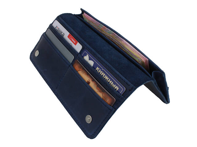 Гаманець шкіряний великий gv10(10) синій - Фото 7