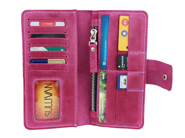 Гаманець шкіряний великий gv4(8) фуксія - Фото 1