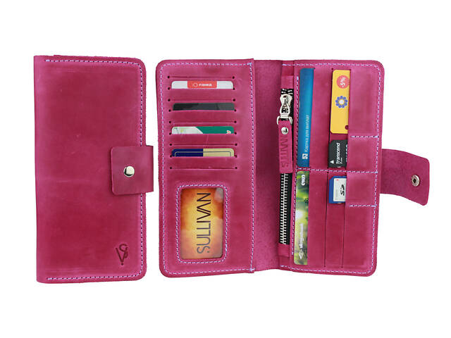 Гаманець шкіряний великий gv4(8) фуксія - Фото 2