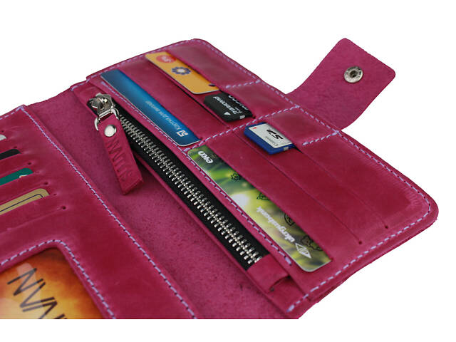 Гаманець шкіряний великий gv4(8) фуксія - Фото 3