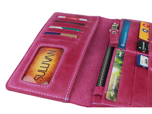 Гаманець шкіряний великий gv4(8) фуксія - Фото 4