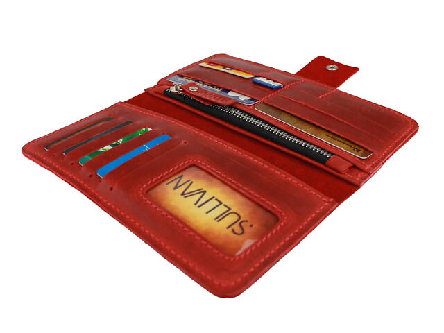 Гаманець шкіряний великий gv4(8) червоний - Фото 4
